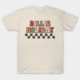 Billie Holiday Checkered Retro Groovy Style T-Shirt